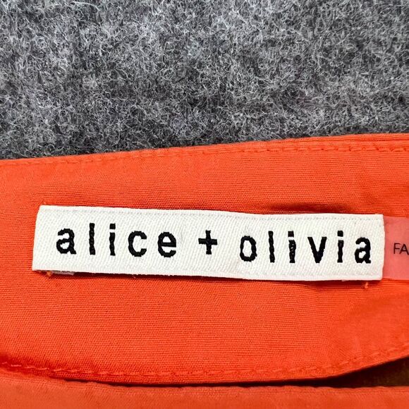 Alice + Olivia Loryn Blouse S Orange Poplin Off Shoulder Ruffle Top Boho Cottage - Picture 9 of 13